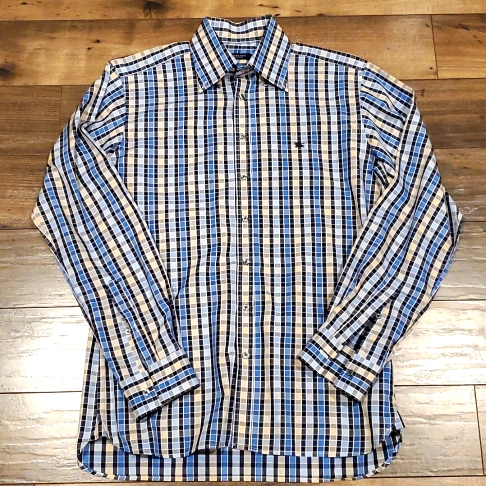Burberry Dress Shirt Blue/Cream Pattern